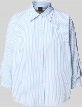 Boss Orange by Hugo Boss BOSS Orange Boxy Fit Hemdbluse aus reiner Baumwolle in Hellblau, Größe 34