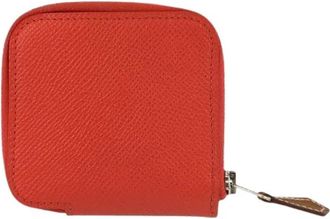 Herm&egrave;s Pre-owned Azap Compact Mini Silk In Coin Case - Dames - Vintage Accessoires - Rood - ONE Size - Leer - Vintage