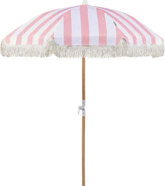 Beliani Sombrilla Rosa Blanco Madera Clara 150 Cm Poste Madera Haya Resistente Uv Mondello