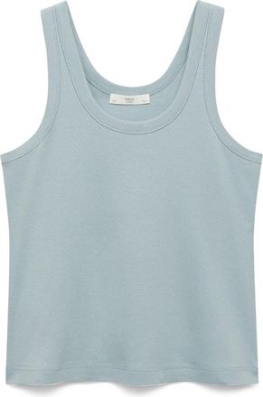 Mango Scoop Neck Cotton Tank in Pastel Mint at Nordstrom, Size Small