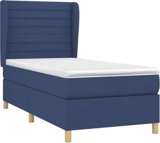 vidaXL Vidaxl - Cama Box Spring Con Colch&oacute;n Tela Azul 90x200 Cm