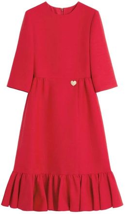 Valentino Garavani Crepe Couture Midi Jurk - Dames - Korte kleedjes - Rood - S - Wol - Kleedjes