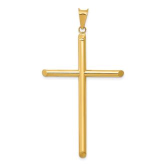 Diamond2Deal 14k Yellow Gold 3-D Polished Hollow Cross Pendant