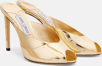 Jimmy Choo London Brigitte 100 mirrored leather mules