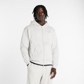 New Balance Hombre Athletics French Terry Full Zip en Gris, Vellón de algodón, Talla 2XL