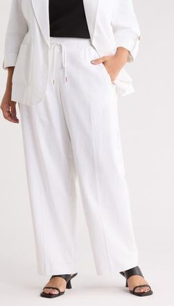Jones New York Tie Waist Linen Blend Pants in Natural White at Nordstrom, Size 2 X