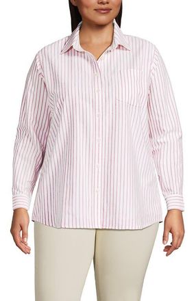 Lands End Oxford Shirt in White/compass Red Stripe at Nordstrom, Size 1X