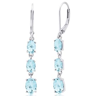 MAX + STONE 925 Sterling Silver 3 Stone Gemstone Leverback Dangle Earrings