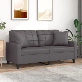 vidaXL Vidaxl - Divano a 2 Posti con Cuscini Grigio 140 cm in Similpelle