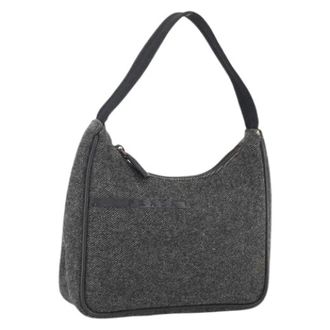 Prada Pre-owned Shoulder Bags, female, Gray, Size: ONE SIZE Pre-owned Wool Shoulder Bag