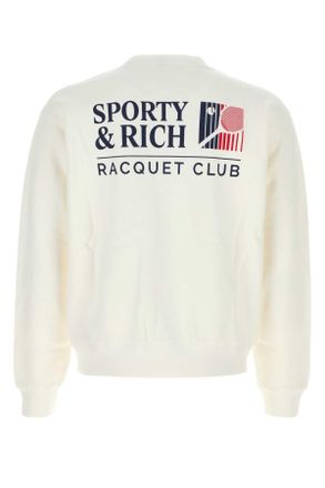 Sporty & Rich Mens White Cotton Sweatshirt Whitenavyruby Exterior: Felpe Sweater