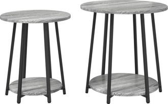 vidaXL Vidaxl - Conjunto De Mesas Auxiliares 2 Pcs Gris Sonoma Y Negro