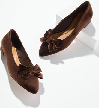 Talbots Edison Velvet Bow Flats - Dark Chocolate - 10 1/2 M Talbots