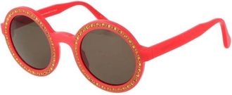 Andy Wolf Rode Ronde Acetaat Zonnebril met UV-bescherming - unisex - Zonnebrillen - Rood - ONE Size - Wol - Accessoires