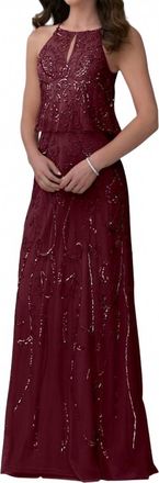 Adrianna Papell Cutaway Back Dress In Mahogany