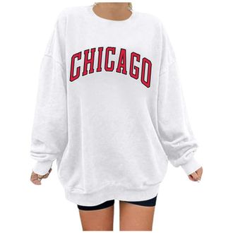 Generic CHICAGO Crew Neck Sweatshirt - Womens - Plus Size Curve