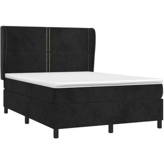 vidaXL Cama Box Spring Con Colch&oacute;n Terciopelo Negro 140x200 Cm Vidaxl