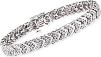 Ross-Simons Diamond Chevron-Link Bracelet in Sterling Silver