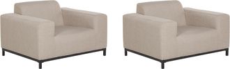 Beliani Conjunto De 2 Sillones De Poli&eacute;ster Beige Arena Negro Patas Metal Rovigo