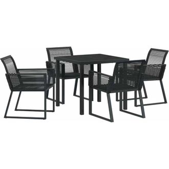 vidaXL Conjunto De Comedor De Jard&iacute;n 5 Pcs Negro Polirat&aacute;n Vidaxl