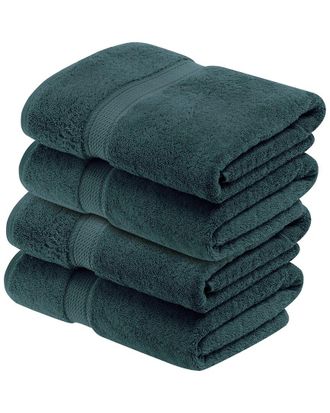 Superior Set Of 4 Egyptian Cotton Plush Heavyweight Absorbent Luxury Soft Bath Towels