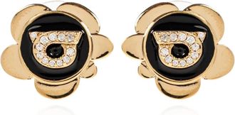 Ferragamo Ear Stud Flo - Dames - Oorbellen - Zwart - ONE Size - Leer - Accessoires