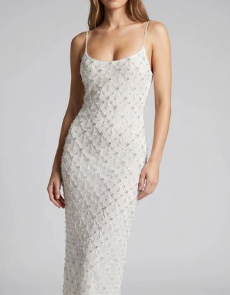 Oceanus Womens Calliope Luxury Crystal Maxi Party Dress White - Size: 10/8