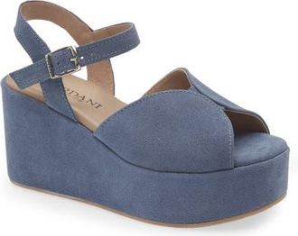 Cordani Jenna Platform Wedge Sandal in Blue Suede at Nordstrom, Size 5.5Us
