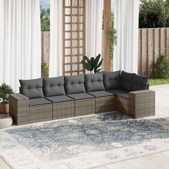 vidaXL Vidaxl - Set De Muebles De Jard&iacute;n 6 Pzas Y Cojines Rat&aacute;n Sint&eacute;tico Gris