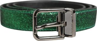 Dolce & Gabbana Lurex Polyester Metalen Gesp Riem - Heren - Riemen - Groen - ONE Size - Polyester - Accessoires