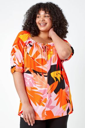 Roman Floral Stretch Jersey Top