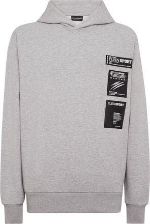 Plein Sport Scratch logo-print hoodie - men - Cotton/Polyester - L - Grey