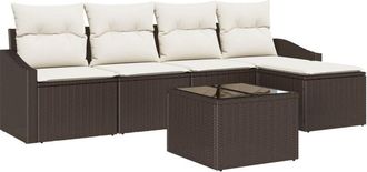 vidaXL Garden Sofa Set 6 pcs Brown Poly rattan Vidaxl