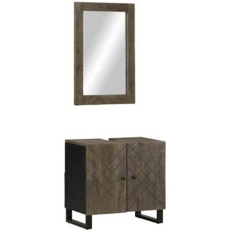 vidaXL Vidaxl - Conjunto De Muebles De Ba&ntilde;o 2 Piezas Madera Maciza Mango Negro