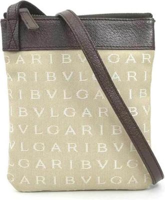 Bulgari Pre-owned Canvas shoulder-bags - Dames - Vintage Schoudertas - Beige - ONE Size - Leer - Vintage