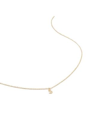 Monica Vinader Small Initial Pendant Necklace in 14Kt Solid Gold - S at Nordstrom