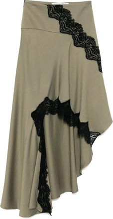 CHRISTOPHER ESBER Gonna asimmetrica Verner con pizzo - Verde