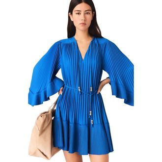Maje Short pleated dress in Blue at Nordstrom, Size 36 Eu