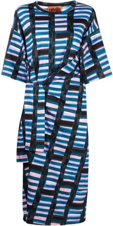 Colville Abstract Patroon Midi Jurk met Taille Twist - Dames - Casual kleedjes - Veelkleurig - XL - Katoen - Kleedjes