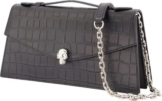 Alexander McQueen Womens Skull Top Handle Clutch Leather Black Calfskin