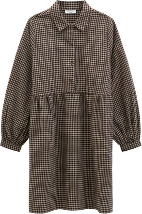 Marc O'Polo Flanellen Jurk - Dames - Shirt Kleedjes - Bruin - M - Katoen - Kleedjes