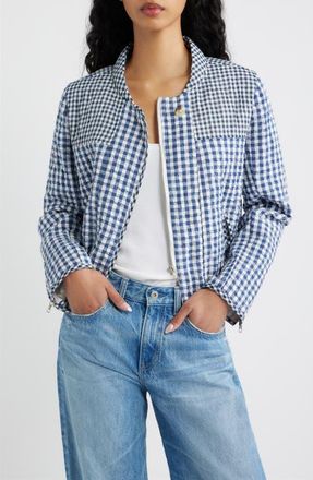 dRA Carlos Quilted Jacket in Blue Check Ghost at Nordstrom, Size X-Small