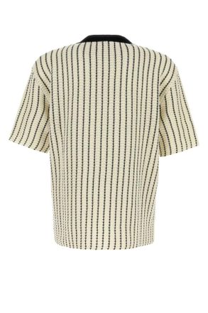 Jil Sander Mens Embroidered Crochet T-Shirt Salt+pepper Cotone