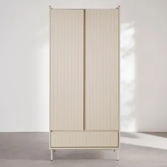 Maisons du monde Armario de 2 puertas y 1 caj&oacute;n blanco 90 cm