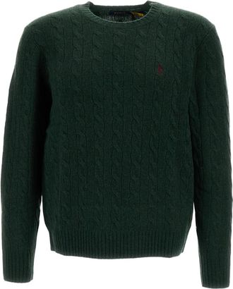 Polo Ralph Lauren Green Cable-Knit Wool-Cashmere Crewneck Sweater