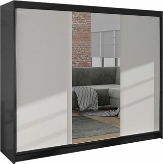 Mirjan24 Mobilier1 - Armario Closico 158, Negro + Blanco, 215x200x58cm, Puertas De Armario: Correderas, N&uacute;mero De Estantes: 0