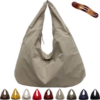 Generic Luna Lush Bag, Maison Ginza Luna Lush Bags, Large Capacity Nylon Solid Solid Color Draped Tote (Khaki)