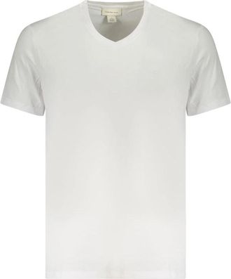 Calvin Klein Witte Katoenen V-Hals Heren T-Shirt - Heren - T-shirts - Wit - XL - Katoen - Tops