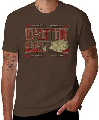 Generic Led Music Zeppelin Retro Zeppelin and Smoke T-Shirt - Vintage Rock Band Graphic Tee for Men and Women Dark Coffee-Style L