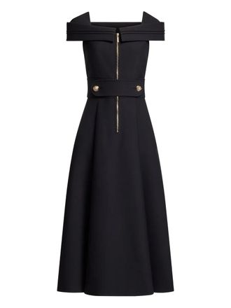 Elie Saab zip-detail midi dress - women - Elastane/Viscose/Acetate - 40 - Black